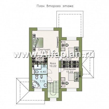 Проекты домов Альфаплан - «Снежная страна» - изящный коттедж с террасами - превью плана проекта №2