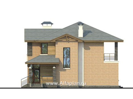 Проекты домов Альфаплан - «Оникс» - компактный двухэтажный дом для небольшого участка - превью фасада №2