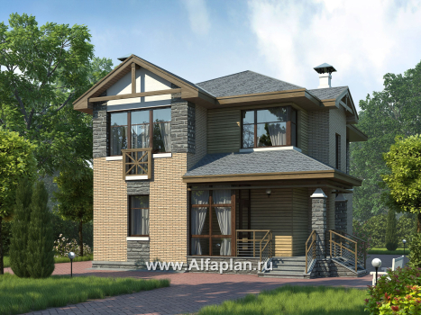 Проекты домов Альфаплан - «Оникс» - компактный двухэтажный дом для небольшого участка - превью дополнительного изображения №1