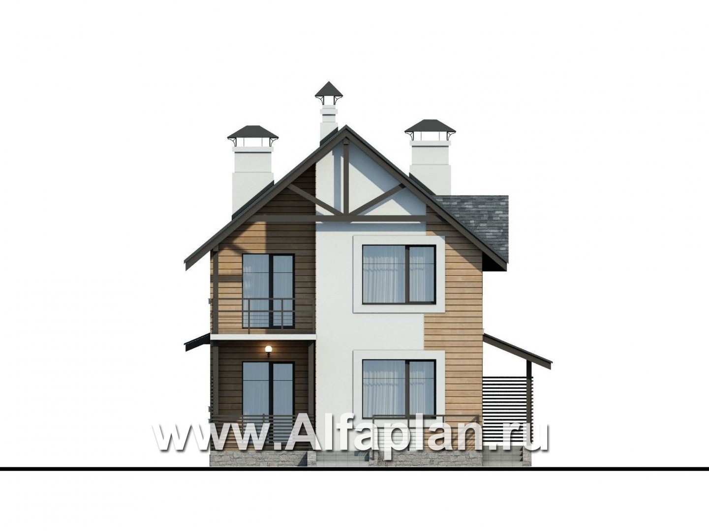 Проекты домов Альфаплан - «Гольфстрим» - дом для очень узкого участка - изображение фасада №4