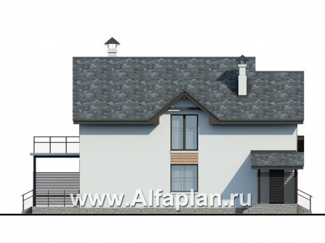 Проекты домов Альфаплан - «Гольфстрим» - дом для очень узкого участка - превью фасада №3