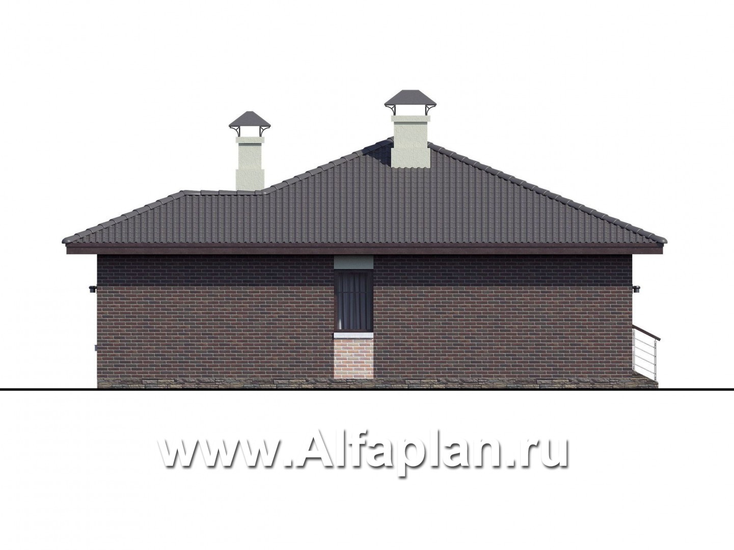 Проекты домов Альфаплан - «Онега» - компактный одноэтажный коттедж с двумя спальнями - изображение фасада №3