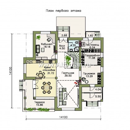 Проекты домов Альфаплан - «Голицын»- изящный коттедж с двусветной гостиной - превью плана проекта №1