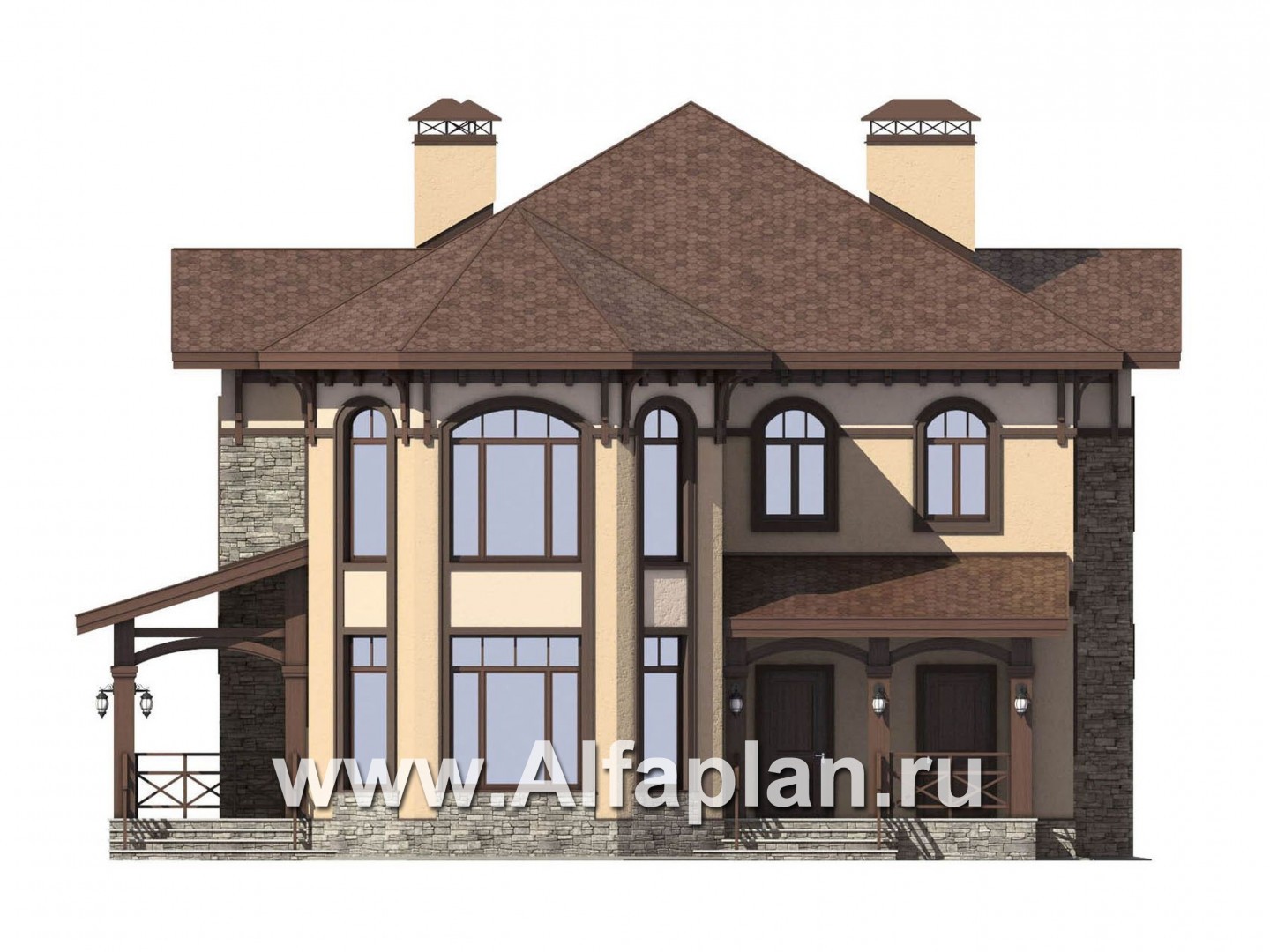 Проекты домов Альфаплан - Респектабельный двухэтажный дом - изображение фасада №1