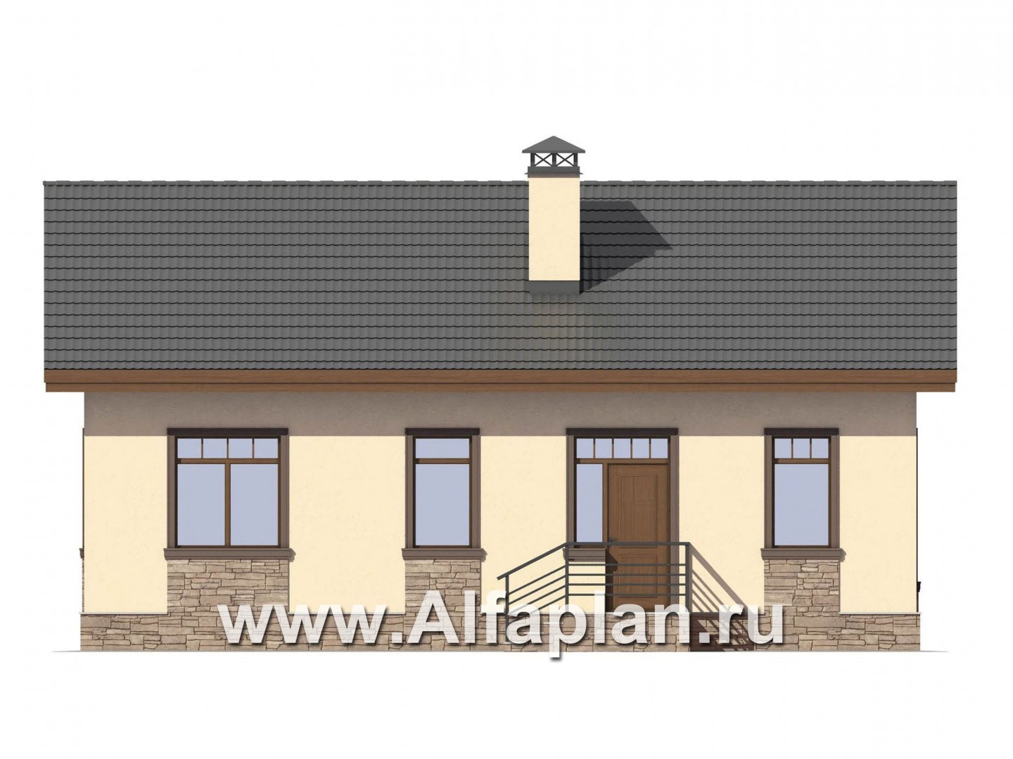 Проекты домов Альфаплан - Комфортабельная дача для небольшой семьи - изображение фасада №2