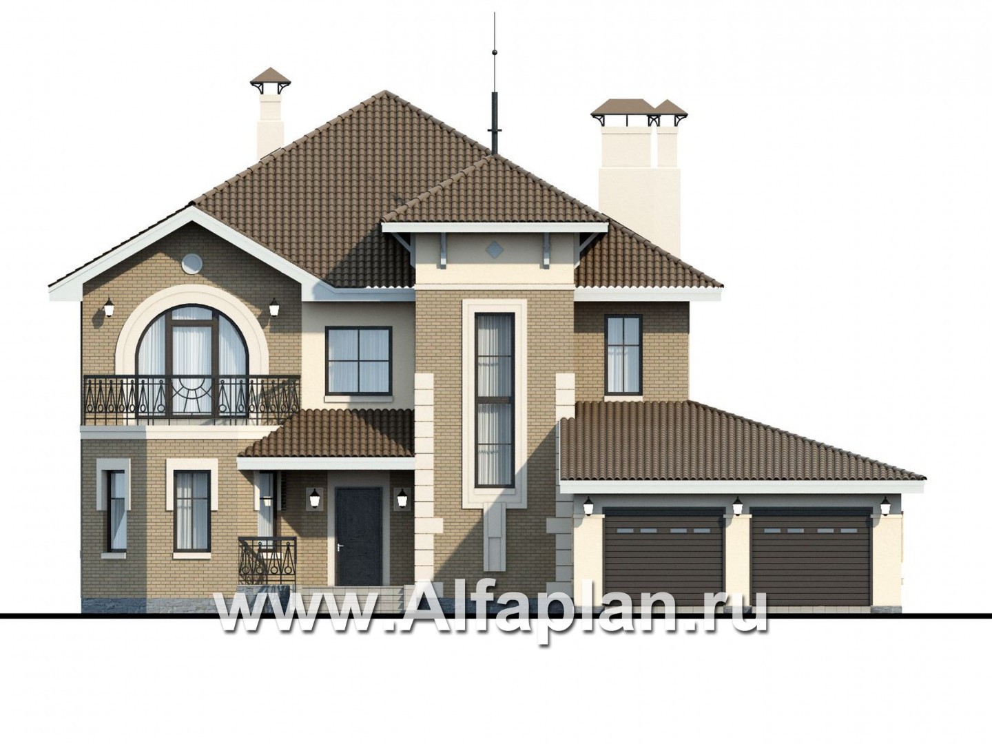 Проекты домов Альфаплан - «Феникс» - двухэтажный коттедж с компактным планом - изображение фасада №1