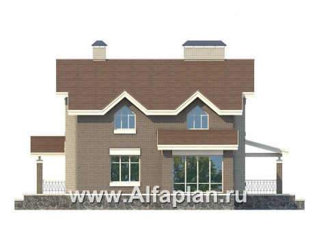 Проект двухэтажного дома из кирпича, с биллиардной и спорзалом в цокольном этаже - превью фасада дома