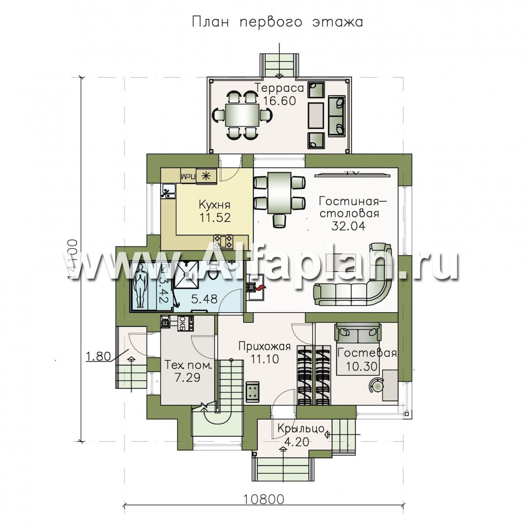 Проекты домов Альфаплан - «Орион» - современный мансардный дом - изображение плана проекта №1