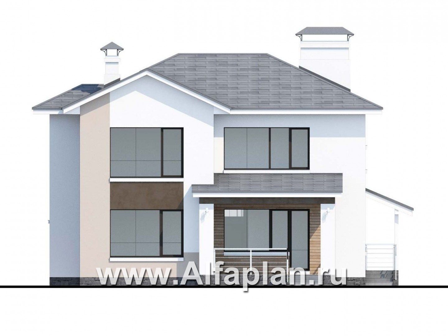 Проекты домов Альфаплан - «Платина» - стильный современный дом в европейской традиции - изображение фасада №4