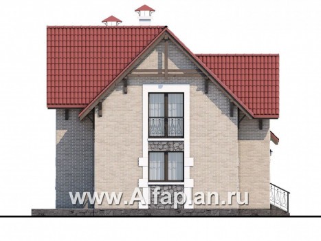 Проекты домов Альфаплан - Коттедж из кирпича «Высокая орбита» с современной планировкой - превью фасада №3