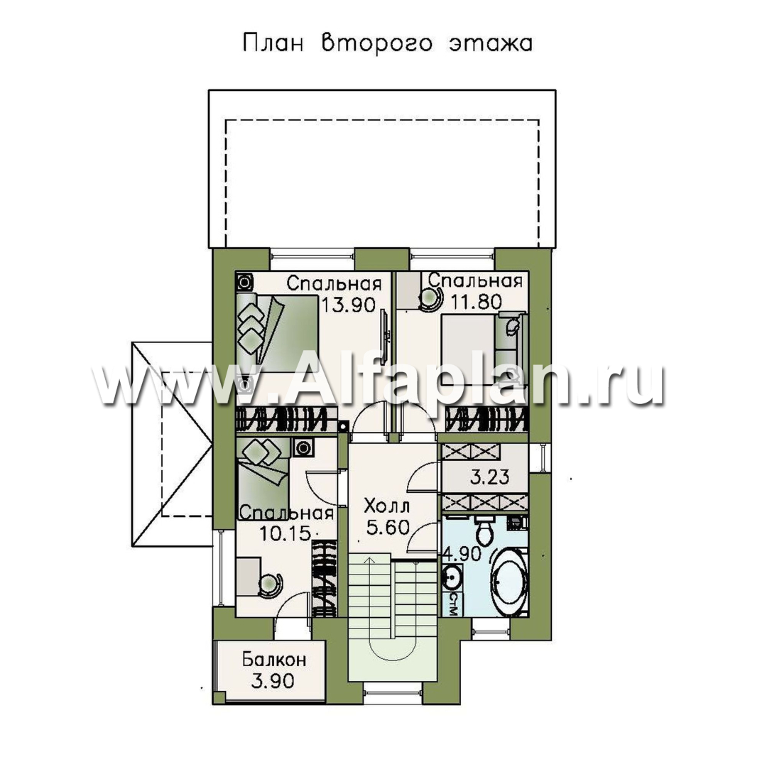 Проекты домов Альфаплан - «Рациональ» - компактный коттедж с полным по высоте вторым этажом - план проекта №2