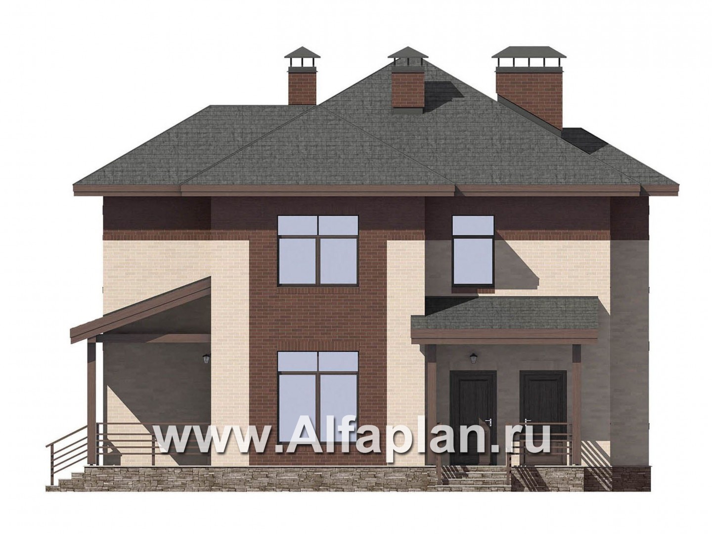 Проекты домов Альфаплан - Современный комфортабельный коттедж - изображение фасада №1