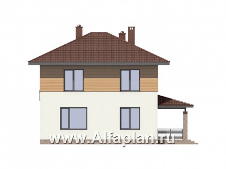 Проекты домов Альфаплан - Двухэтажный экономичный и компактный дом - превью фасада №2