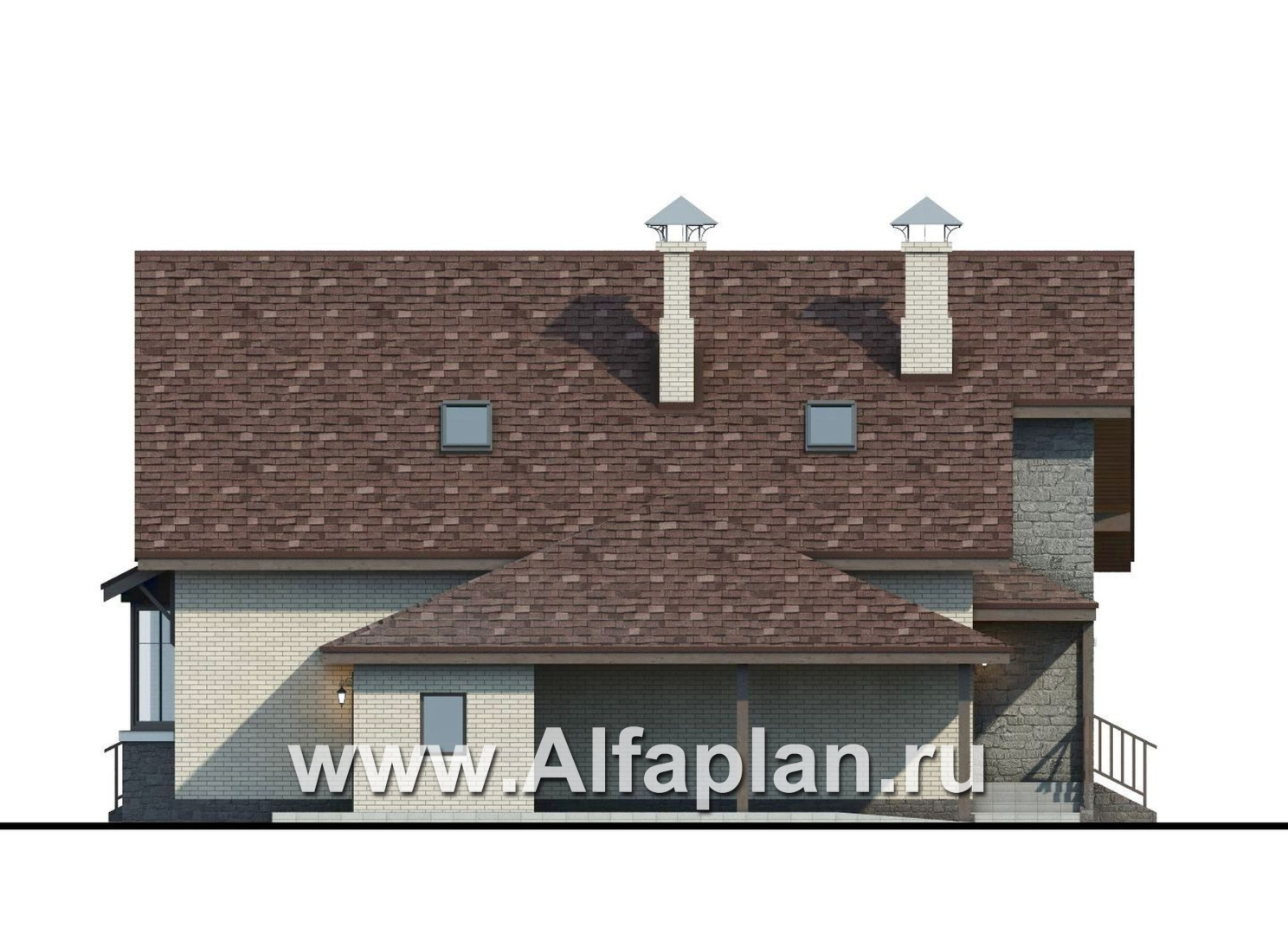 Проекты домов Альфаплан - «Зальцбург»- рациональный дом с навесом для машины - изображение фасада №3