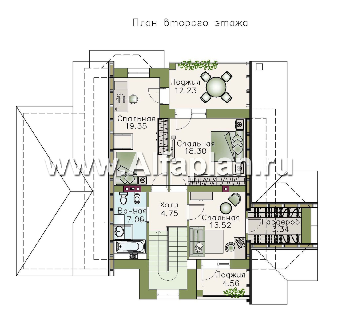 Проекты домов Альфаплан - «Зальцбург»- рациональный дом с навесом для машины - план проекта №2