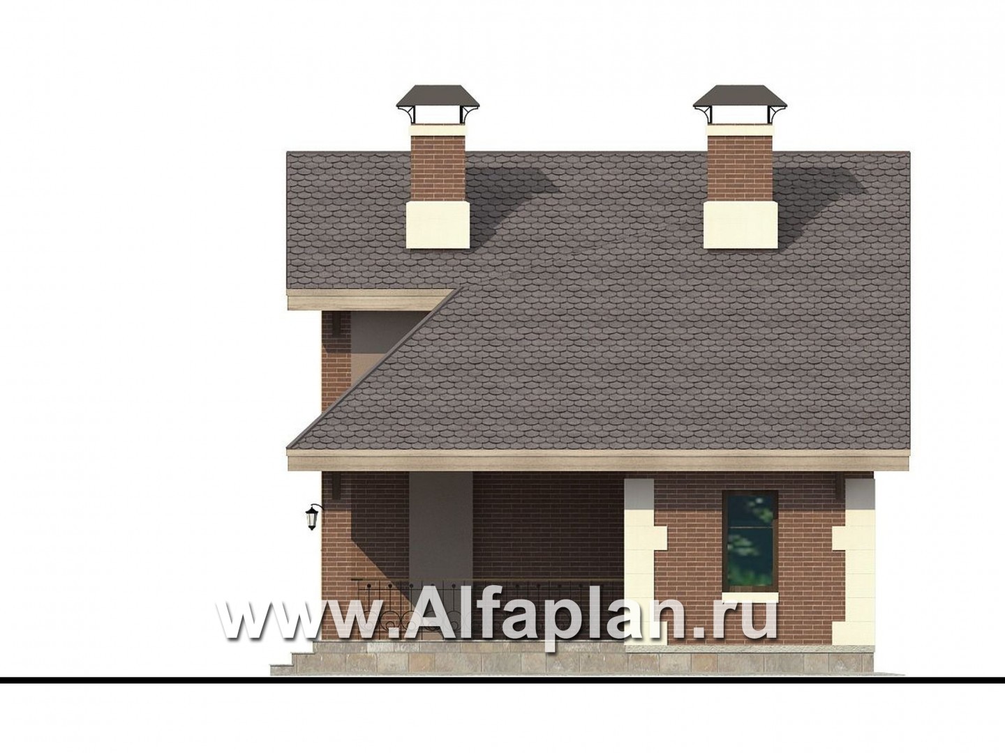 Проекты домов Альфаплан - Баня с террасой и студией в мансарде - изображение фасада №2