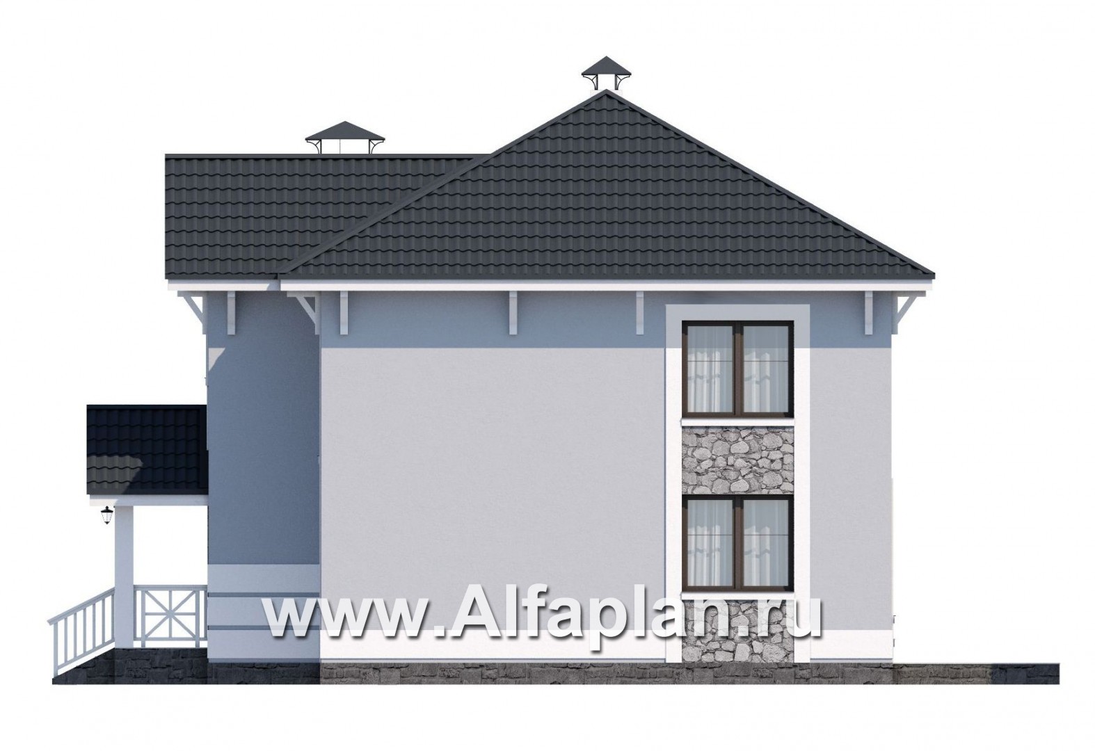 Проекты домов Альфаплан - «Линия жизни»  - удобный дом для небольшой семьи - изображение фасада №2