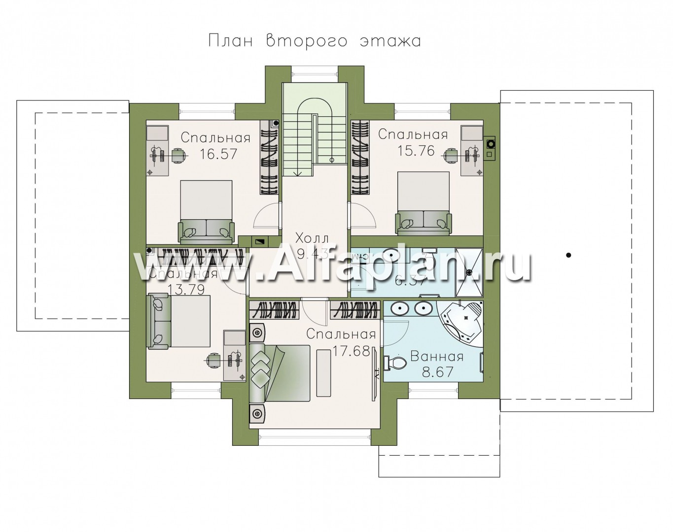 Проекты домов Альфаплан - «Клипер» - комфортный палн дома, двускатная крыша - план проекта №2