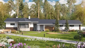 Проекты домов Альфаплан - Баня 245С с длинным гаражом 218Р - превью основного изображения