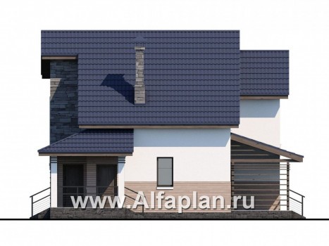 «Территория комфорта» - проект  дома с мансардой, с сауной и с террасой, в стиле шале - превью фасада дома
