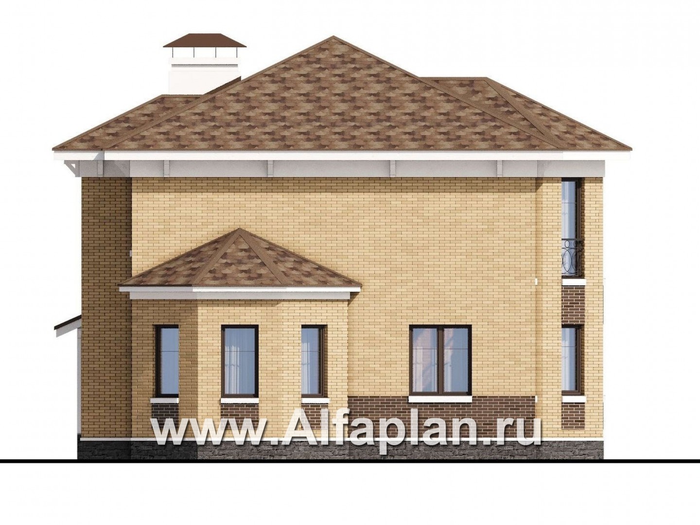 Проекты домов Альфаплан - «Классический»- двухэтажный особняк с эркером - изображение фасада №3