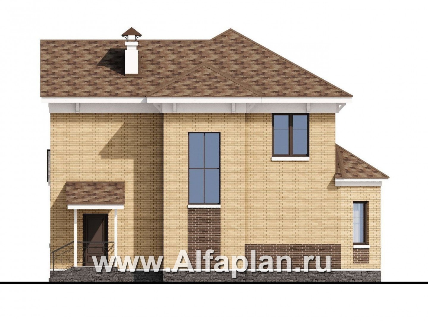 Проекты домов Альфаплан - «Классический»- двухэтажный особняк с эркером - изображение фасада №4