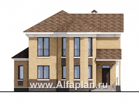 Проекты домов Альфаплан - «Классический»- двухэтажный особняк с эркером - превью фасада №1
