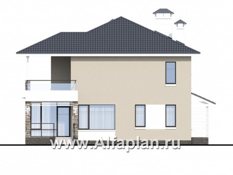 «Belissimo» - проект двухэтажного дома, в современном стиле, мастер спальня, с верандой и балконом - превью фасада дома