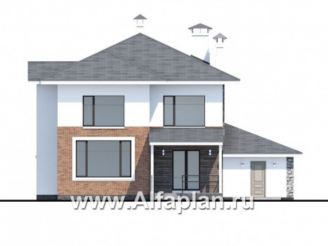 Проекты домов Альфаплан - «Сектор счастья» - стильный современный дом с гаражом - превью фасада №4