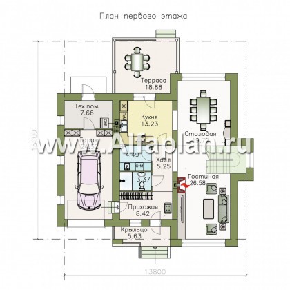 Проекты домов Альфаплан - «Сектор счастья» - стильный современный дом с гаражом - превью плана проекта №1
