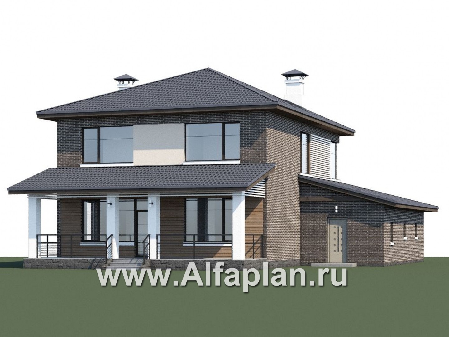 Проекты домов Альфаплан - «Новый поворот» - комфортный двухэтажный дом с гаражом - дополнительное изображение №1