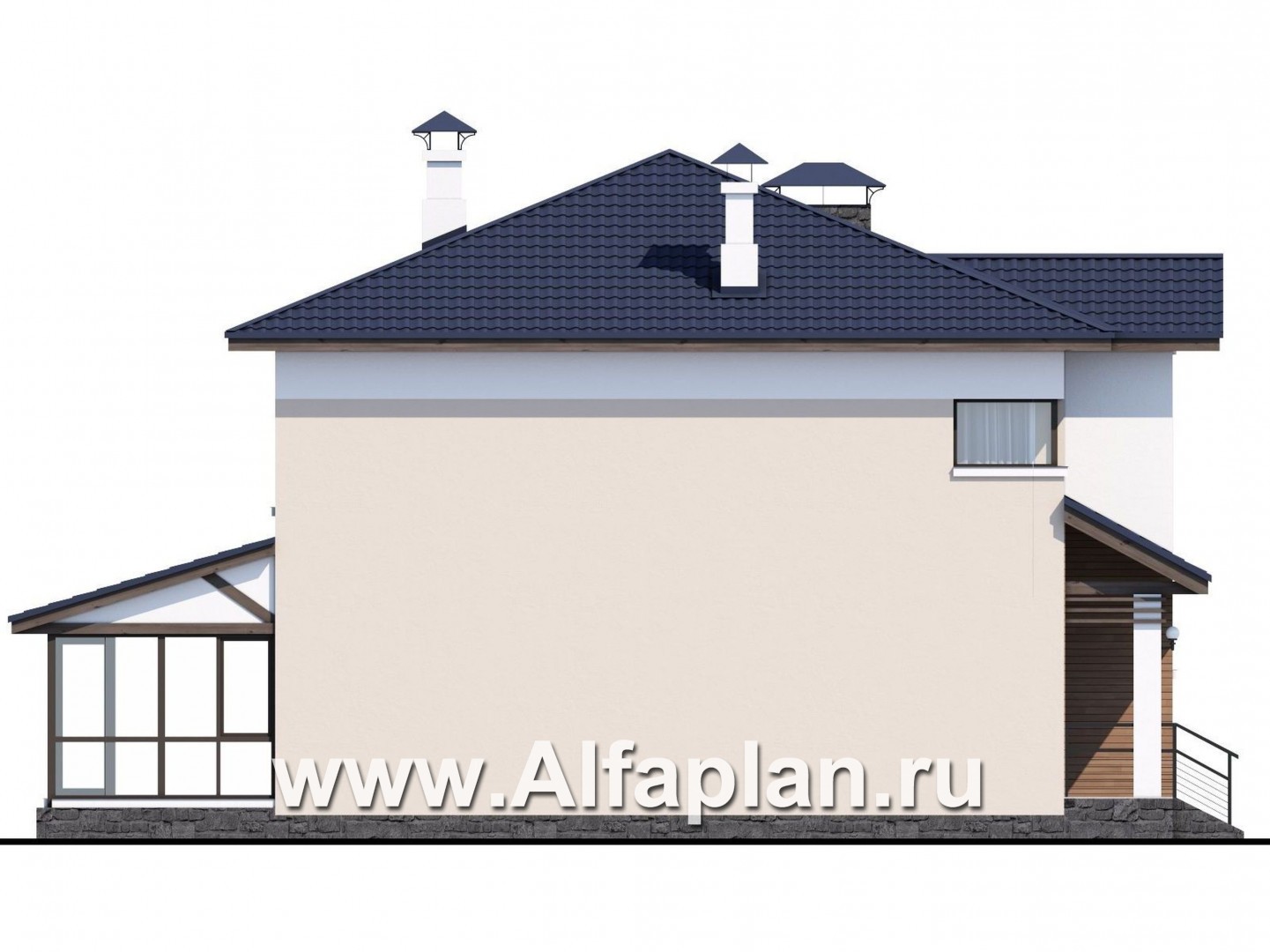 Проекты домов Альфаплан - «Преимущество» - современный удобный дом - изображение фасада №3