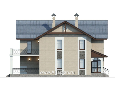 Проекты домов Альфаплан - «Монрепо» - компактный дом для узкого участка - превью фасада №3