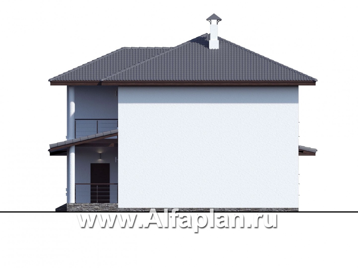 Проекты домов Альфаплан - «Пикассо» - изящный дом с террасой и балконом - изображение фасада №2