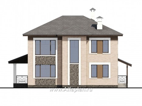 Проекты домов Альфаплан - «Арт-Нуво» - респектабельный двухэтажный дом в стиле модерн - превью фасада №4