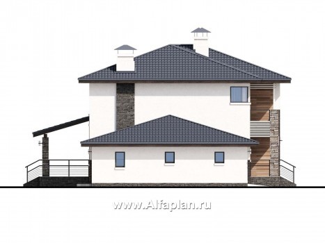 Проекты домов Альфаплан - «Страйк» - современный дом с открытой планировкой и гаражом - превью фасада №3