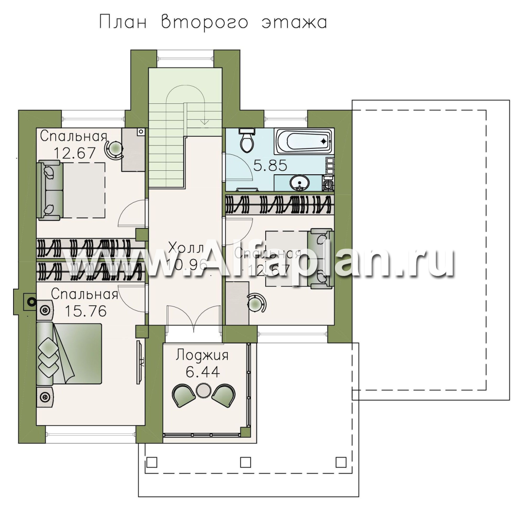 Проекты домов Альфаплан - «Траектория» - современный, компактный дом с гаражом-навесом - изображение плана проекта №3