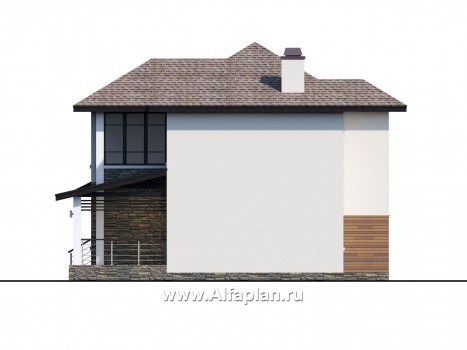 Проекты домов Альфаплан - "Одер" - стильный двухэтажный коттедж из газобетона - превью фасада №2