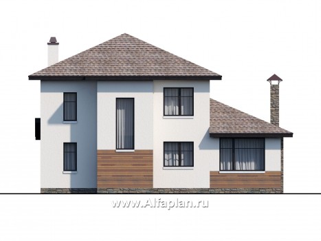 Проекты домов Альфаплан - "Одер" - стильный двухэтажный коттедж из газобетона - превью фасада №4