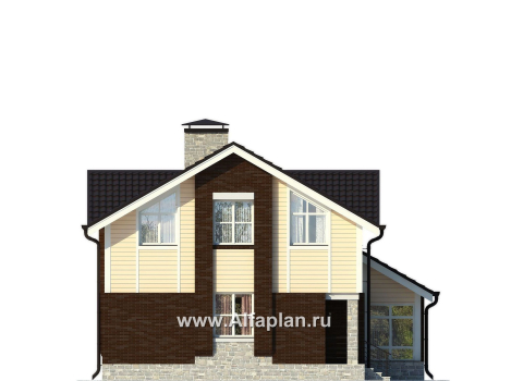 Проекты домов Альфаплан - Небольшой мансардный дом с гаражом - превью фасада №3