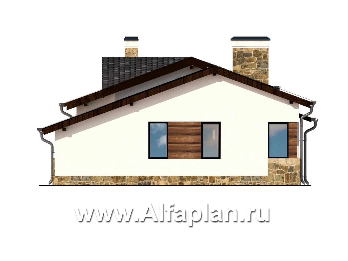 Проекты домов Альфаплан - Современный одноэтажный дом - изображение фасада №2