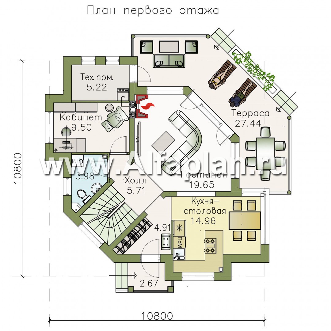 Проекты домов Альфаплан - NotaBene - компактный проект с оригинальным планом - план проекта №1