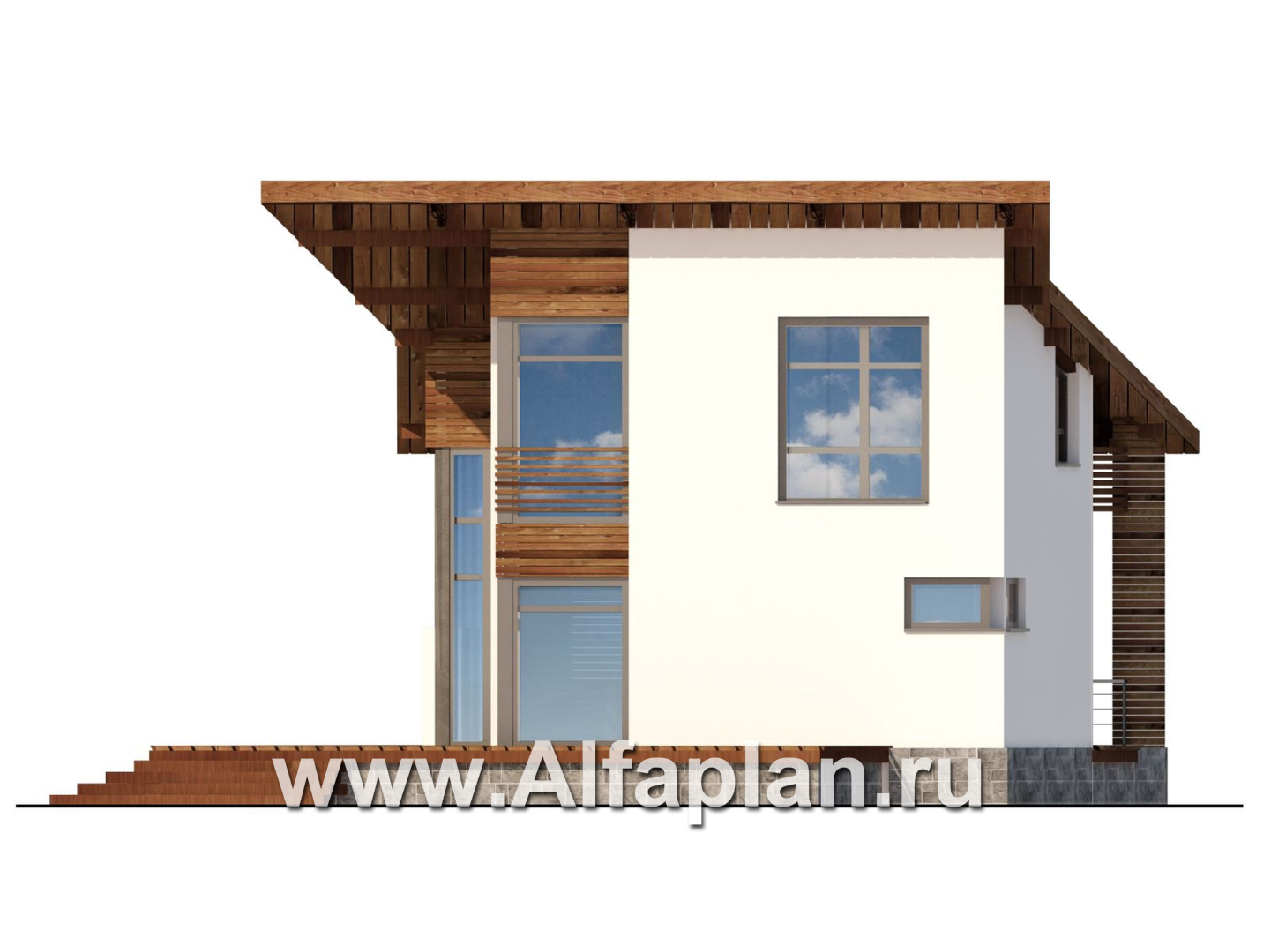 Проекты домов Альфаплан - Коттедж с экстравагантным планом - изображение фасада №2