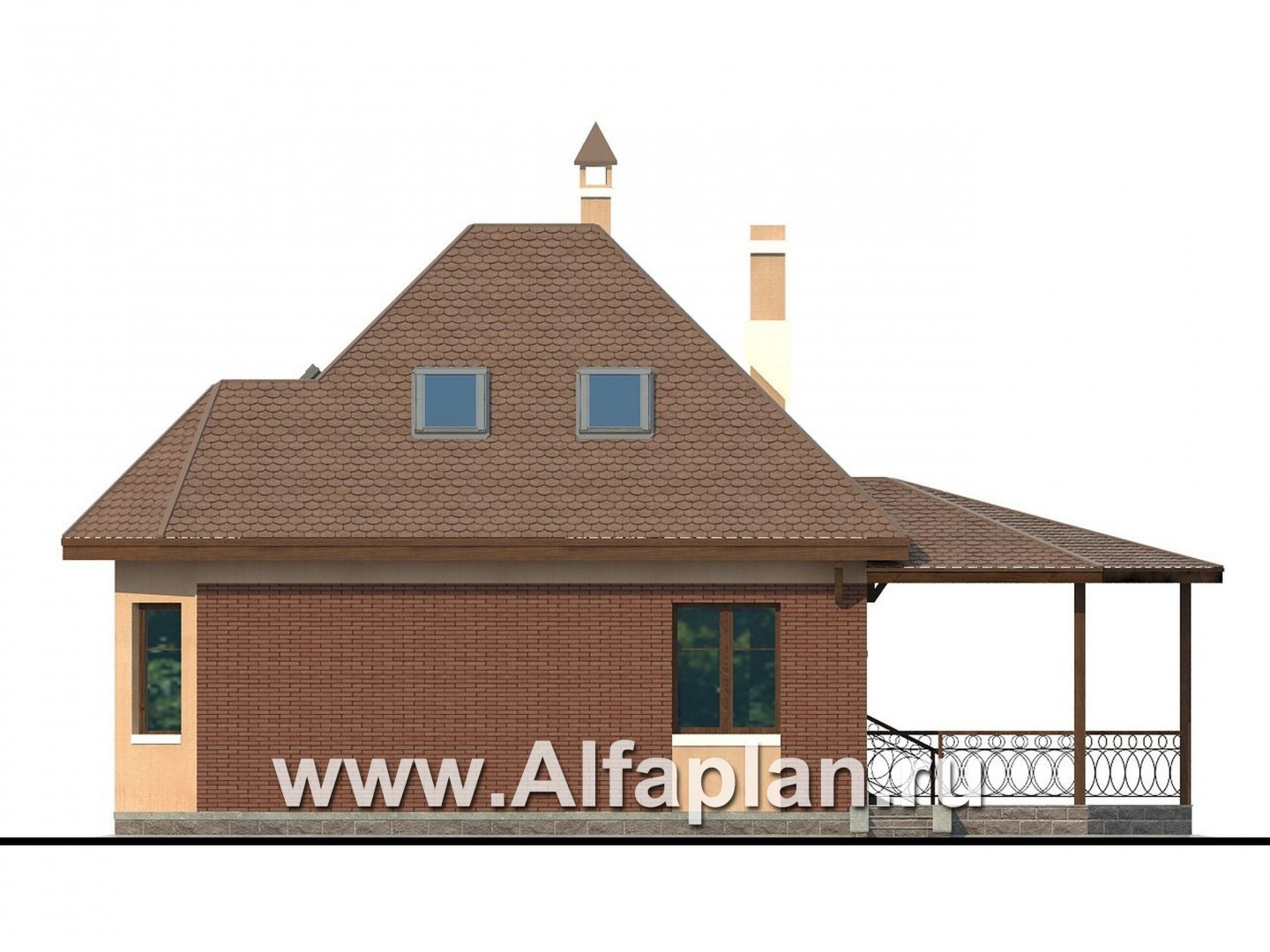 Проекты домов Альфаплан - «Душечка» - удобный дом для жизни и отдыха - изображение фасада №4