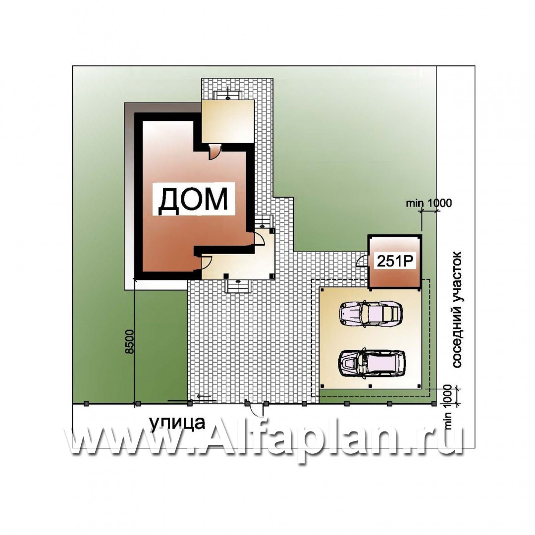 Проекты домов Альфаплан - Навес-стоянка для машин с небольшой кладовой - дополнительное изображение №2