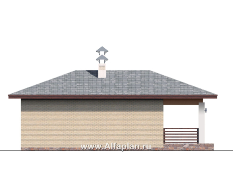 Проекты домов Альфаплан - Гостевой дом с баней и уютной террасой - превью фасада №3