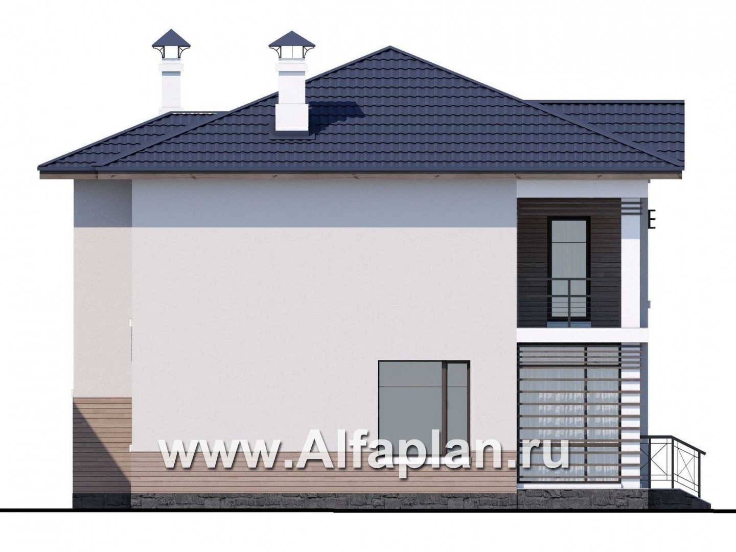Проекты домов Альфаплан - «Знаменка» - удобный и компактный коттедж в современном стиле - изображение фасада №3