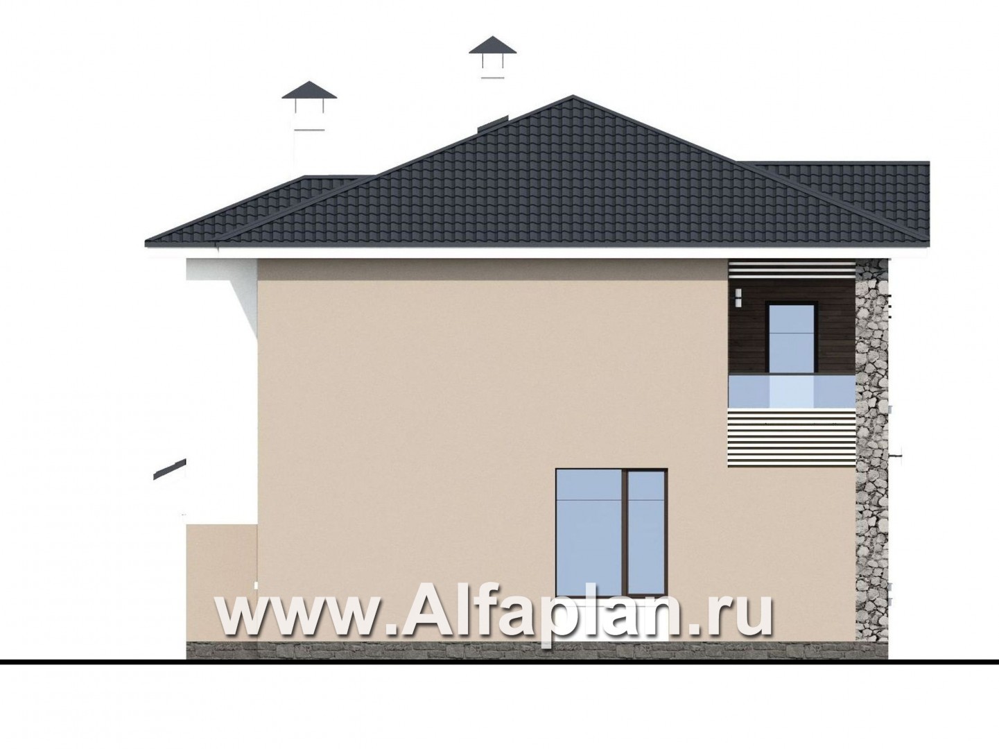 Проекты домов Альфаплан - «Знаменка» - удобный и компактный коттедж в современном стиле - изображение фасада №3