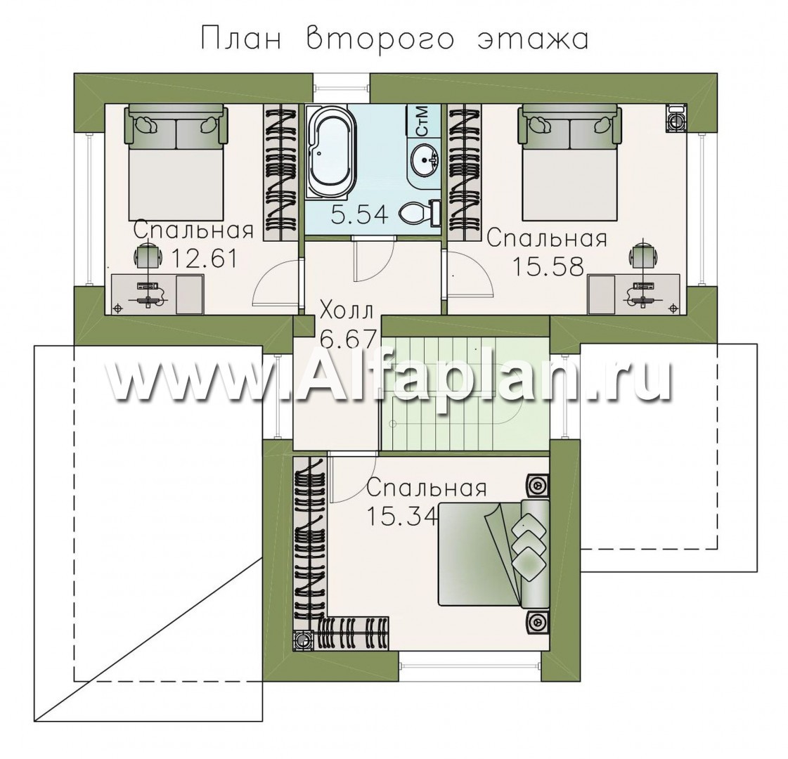 Проекты домов Альфаплан - Проект стильного компактного дома - план проекта №2